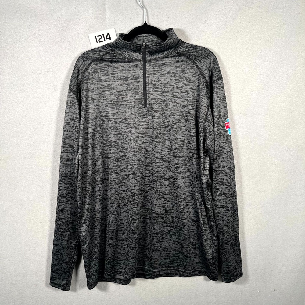 Badger Sport Shirt Mens Large Heather Gray National Fitness Campaign Quarter Zip